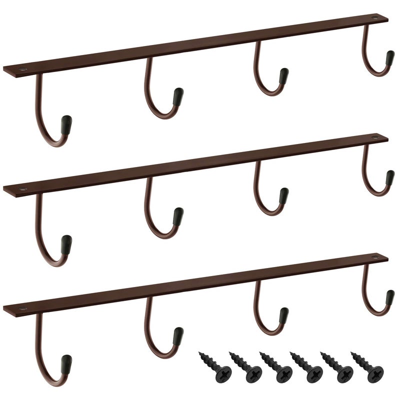 MOCOUM Under Cabinet Coffee Cup Holder, Brown Metal Rack - Mug & Coffee Cup Organizer, Kitchen Utensil Display (3) - Image 1